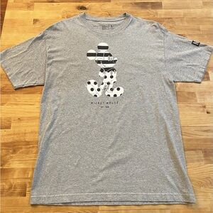 Neff Disney Mickey Mouse Stripe A Dot T-Shirt Casual Tee Athletic Heather Large